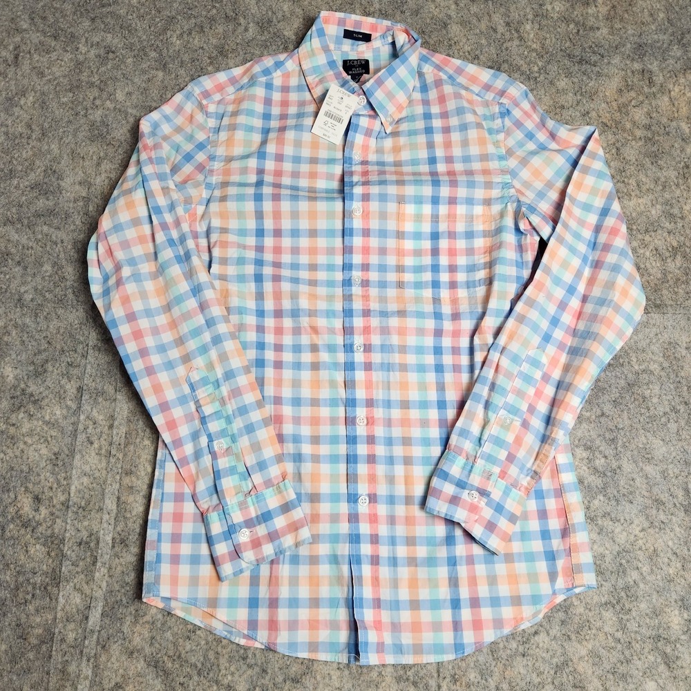 J Crew NWT Flex Casual Shirt Men S Multicolor Check Plaid Slim Fit Preppy Button